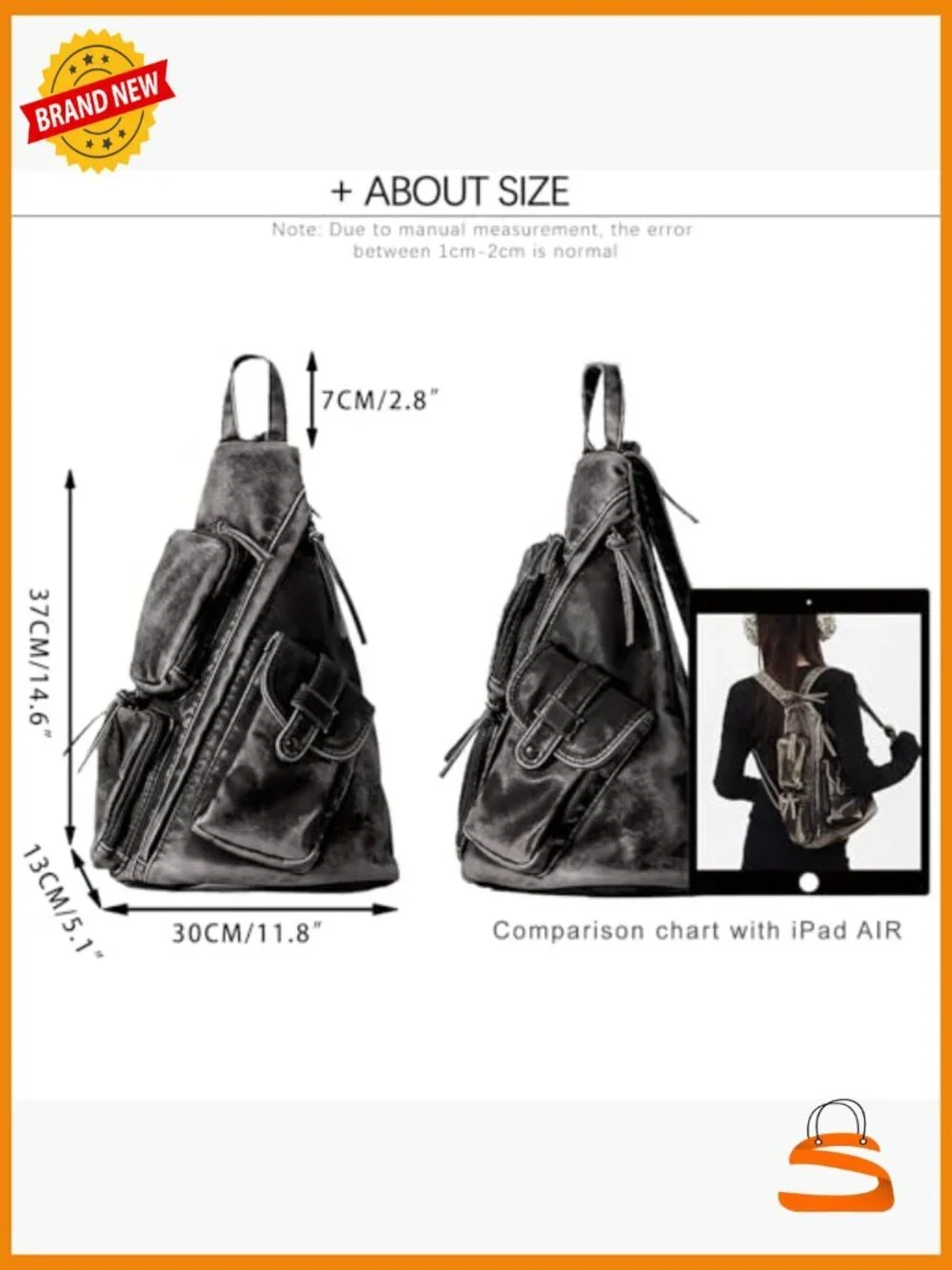 Versatile Crossbody Backpack Daypack Chest Fanny Pack Vegan Leather
